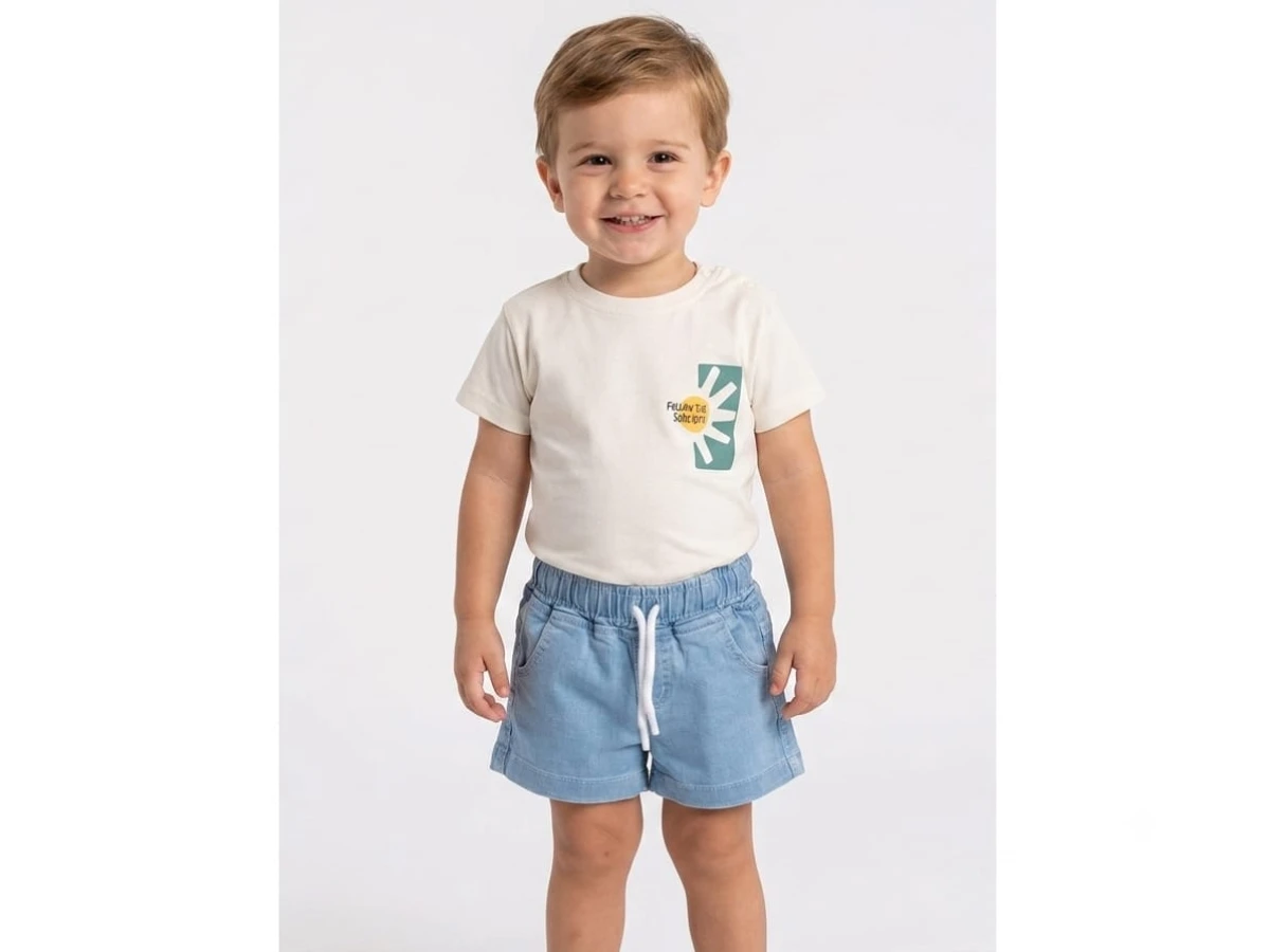  ÖN VE ARKA BASKILI KOT ŞORTLU ERKEK BEBE TAKIM 2061 