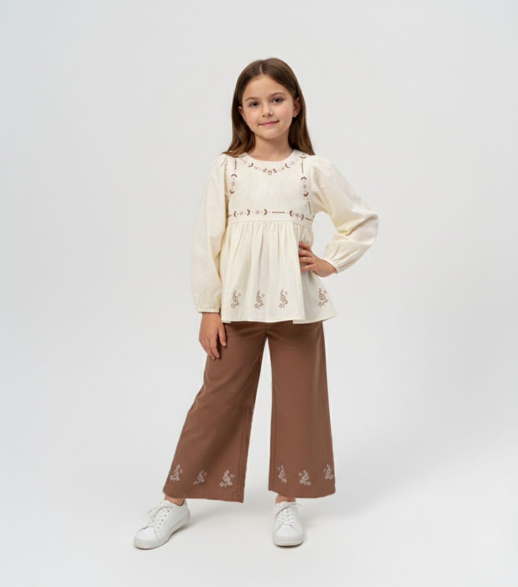 ÖNÜ NAKIŞLI PAÇA NAKIŞLI 2 Lİ KIZ ÇOCUK TAKIM 3007