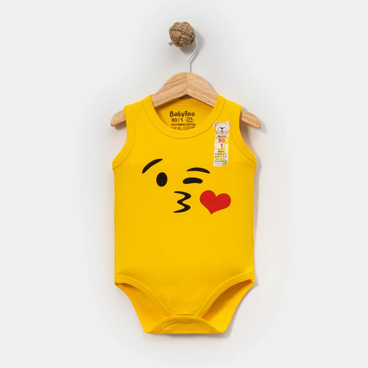 ÖPÜCÜK KALPLİ EMOJİ BASKILI ASKILI BEBE ÇITÇITLI BADİ 734507