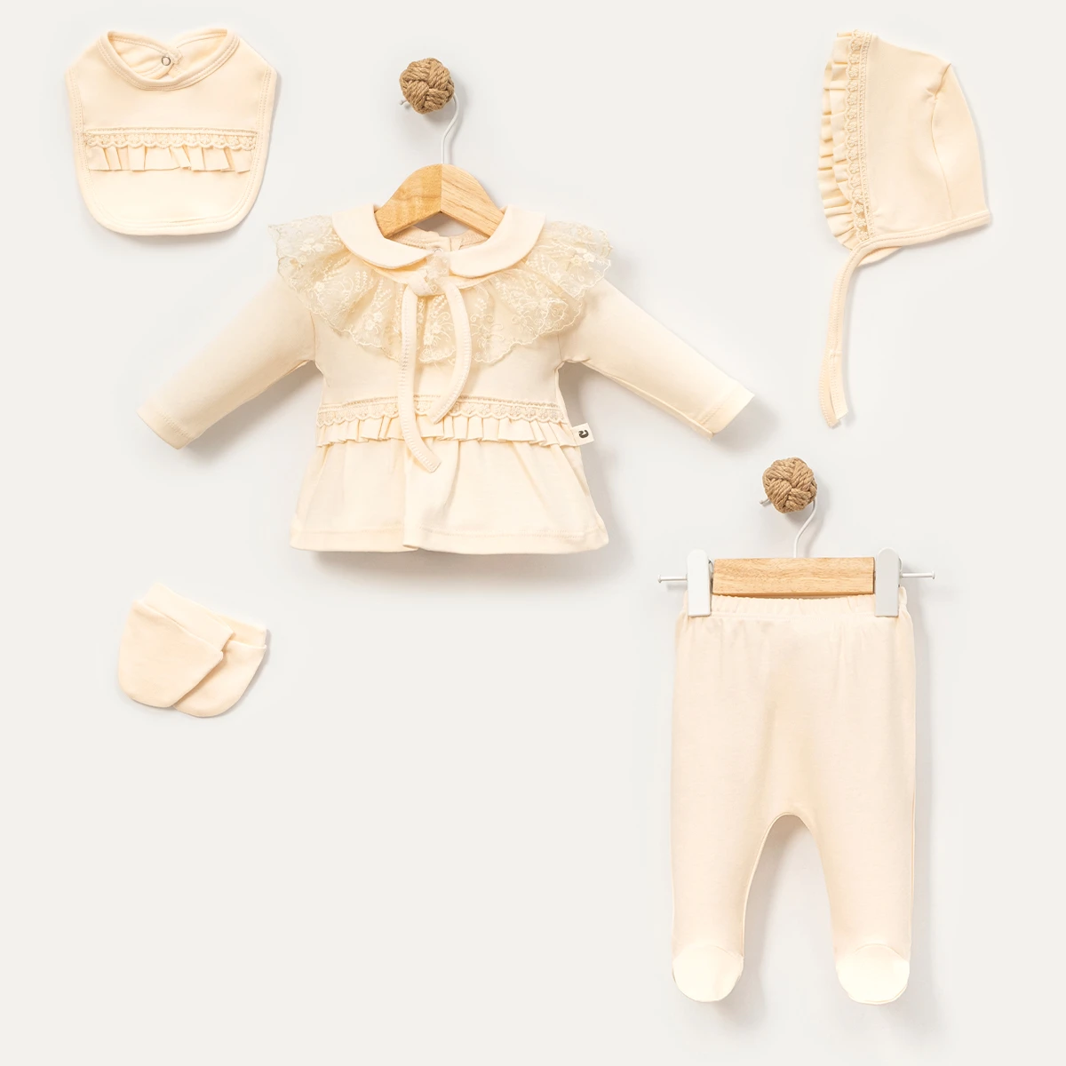 ORGANİZE DANTEL GARNİLİ KIZ BEBE 5 Lİ ZIBIN TAKIMI 260
