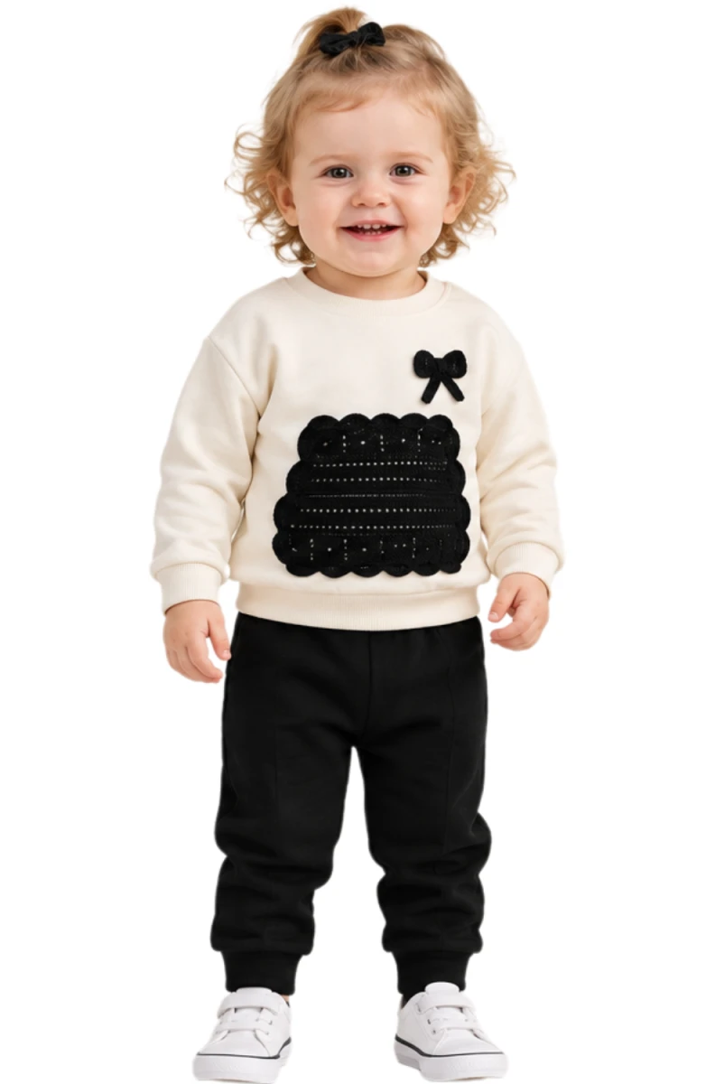 ÖRME CEPLİ 2 İP KIZ BEBE TAKIM 26698