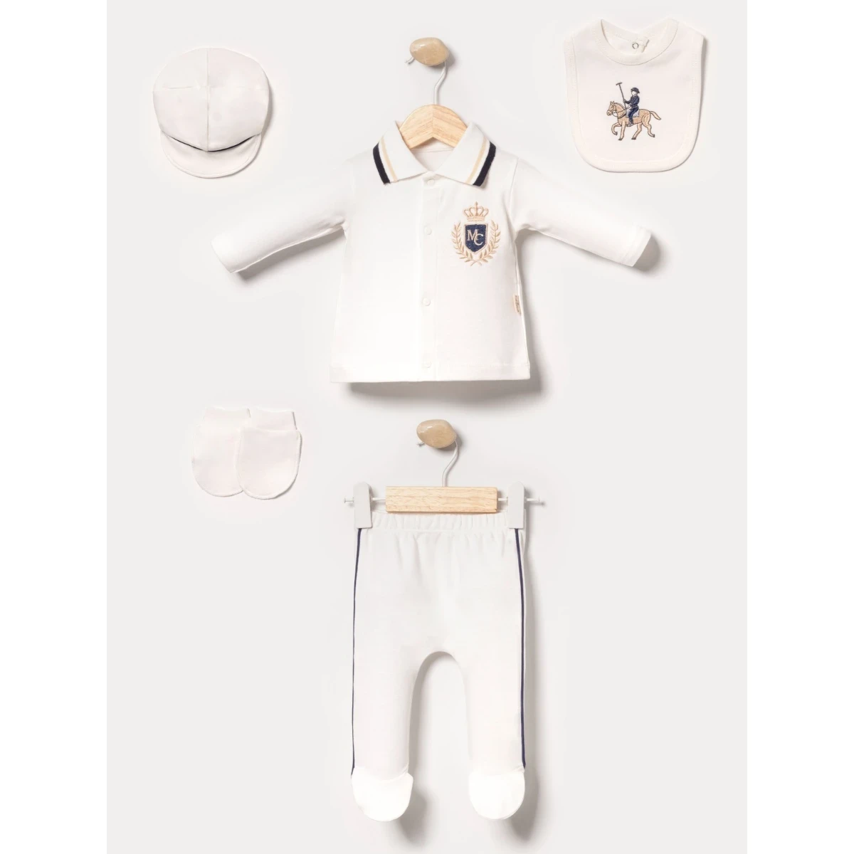 ÖRME YAKA PAMUKLU ERKEK BEBE 5 Lİ ZIBIN SET 2143