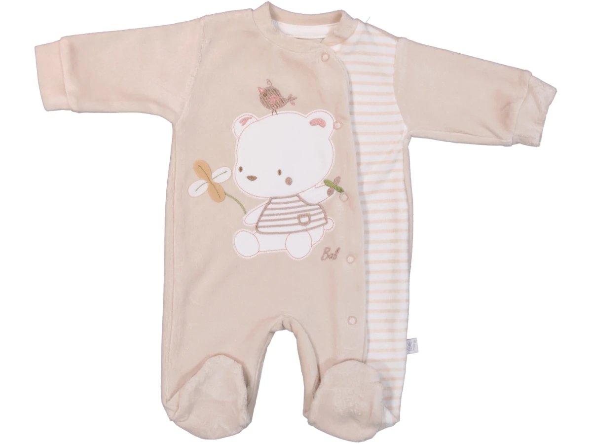 OTURAN AYICIK NAKIŞLI KADİFE BEBE TULUM 2119