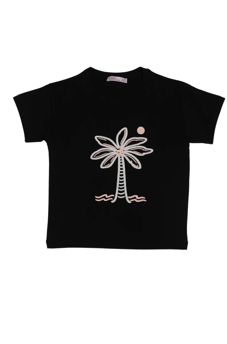PALMİYE BASKILI KIZ ÇOCUK TİŞÖRT 80425