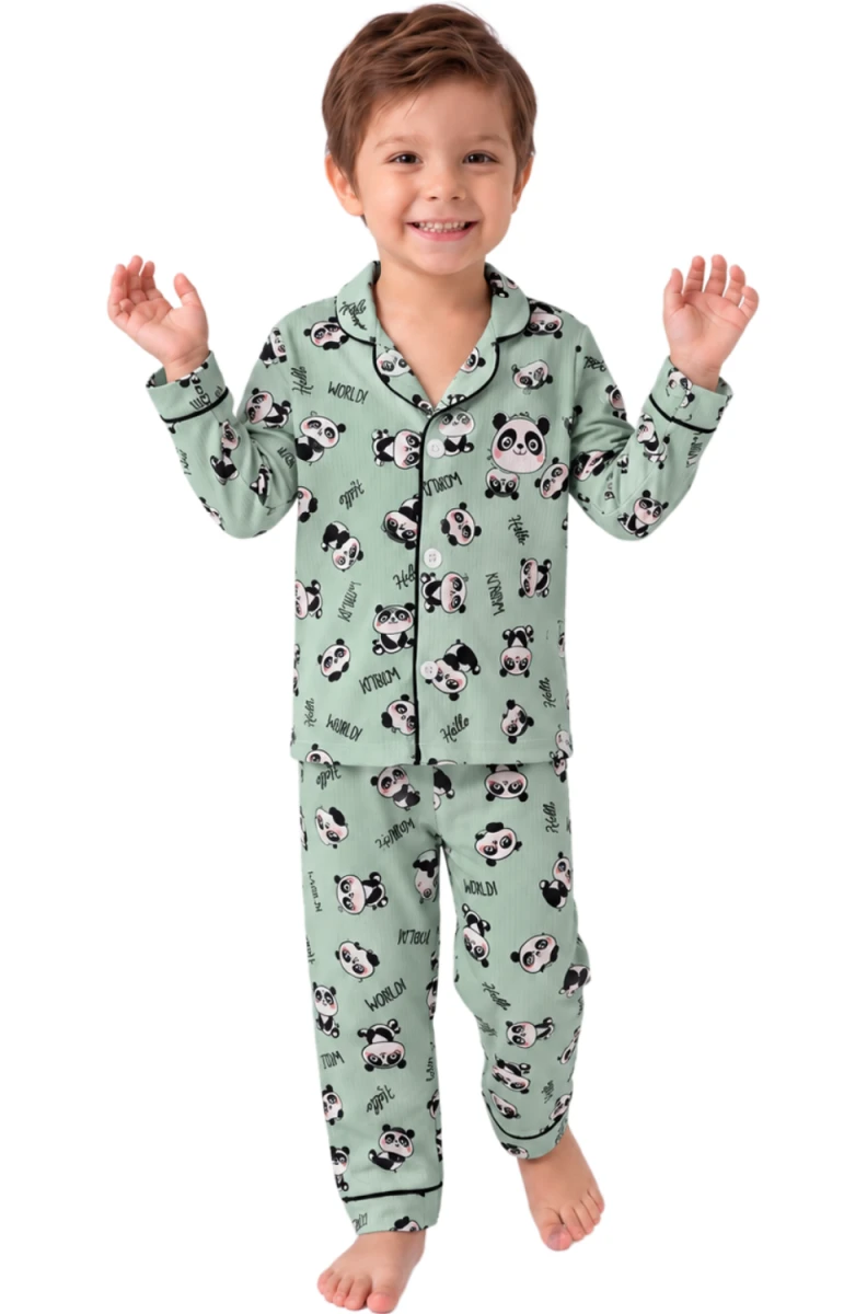 PANDA FİTİLLİ PAMUKLU ERKEK ÇOCUK PİJAMA TAKIM 5101