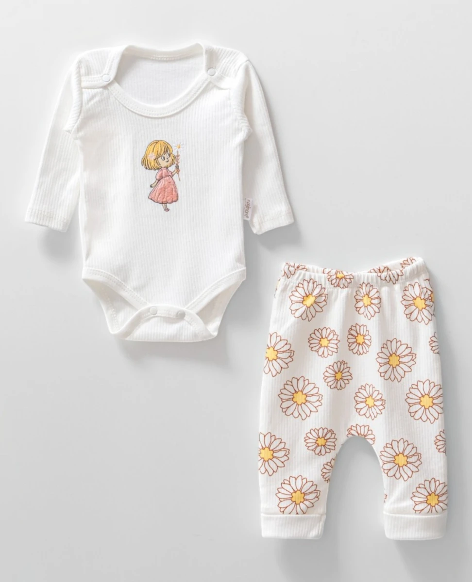 PAPATYA FİTİLLİ PAMUKLU 2 Lİ BEBE TAKIM 2439