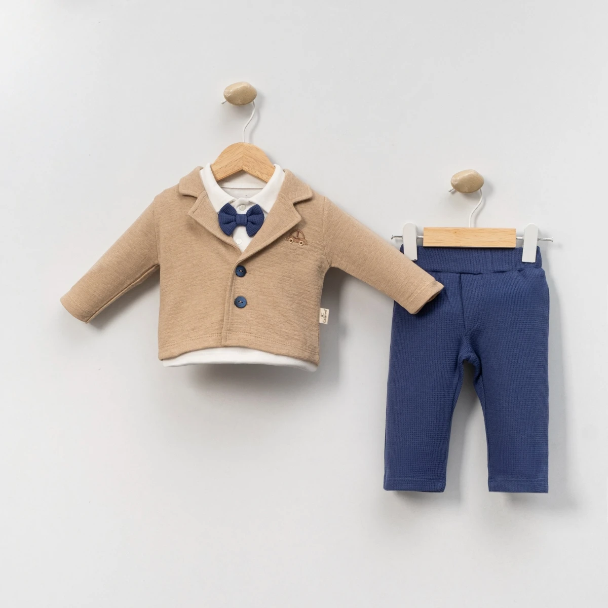 PAPYON DETAYLI CEKETLİ ERKEK BEBE 3 LÜ TAKIM 4055