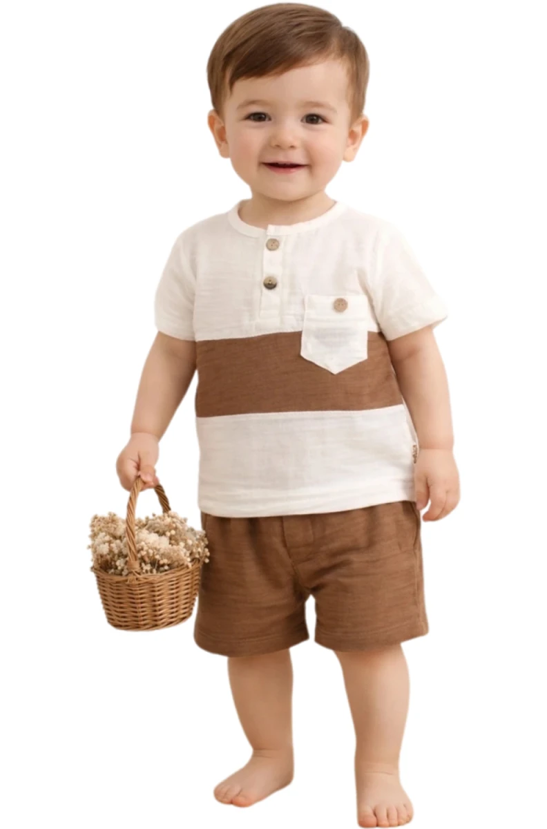 PARÇALI MÜSLİN ERKEK BEBE TAKIM 943