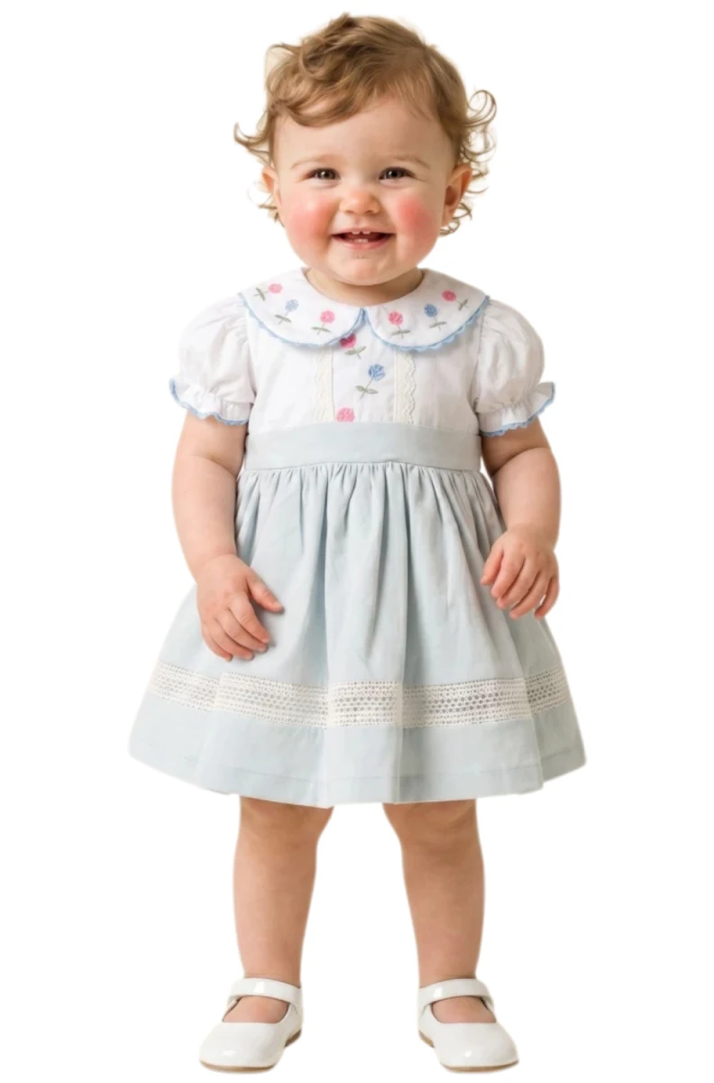 PARÇALI SU TAŞLI KIZ BEBE ELBİSE 13625