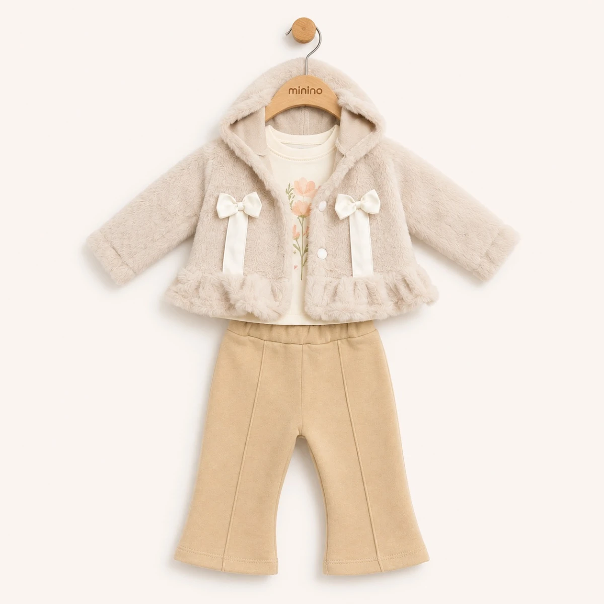 PELUŞ HIRKALI 3 LÜ KIZ BEBE TAKIM 8035