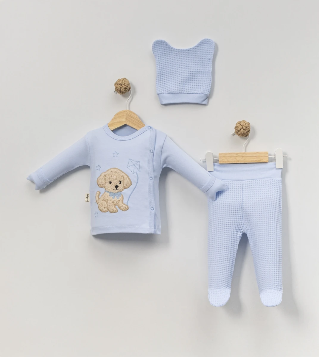 PELUŞ KÖPEKCİK NAKIŞLI 3 LÜ BEBE TAKIM 9440