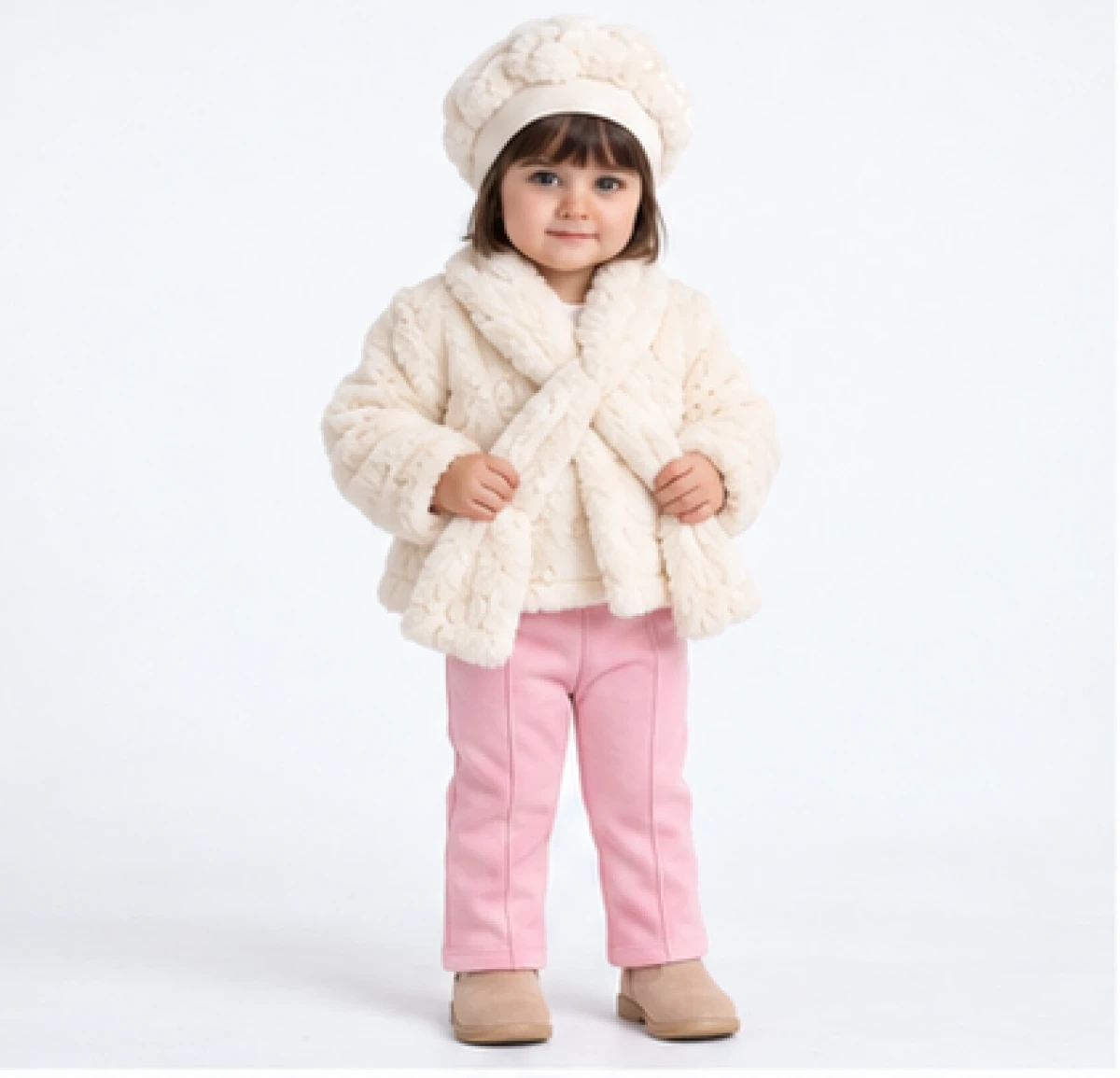 PELUŞ MONTLU 3 LÜ KIZ BEBE TAKIM 8479