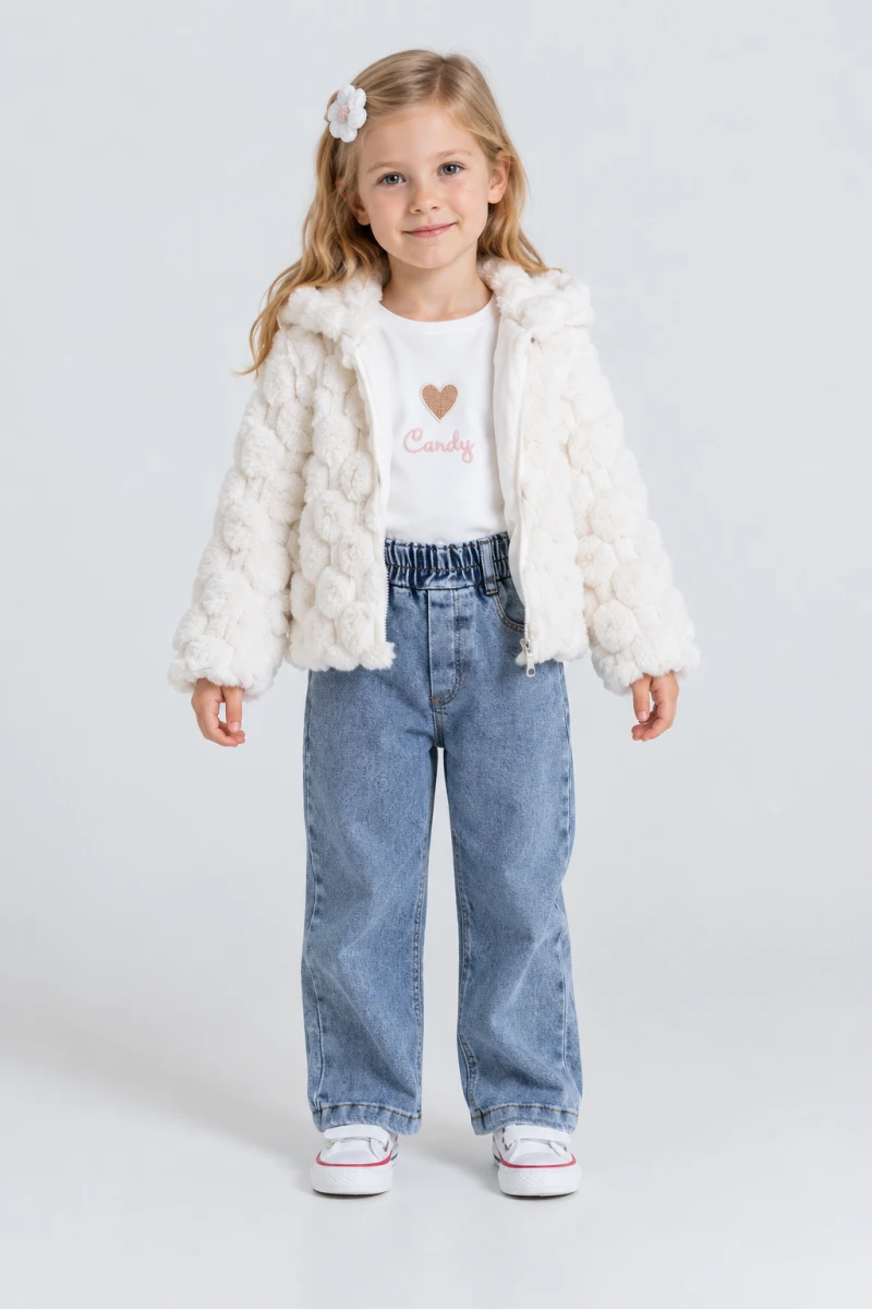 PELUŞ MONTLU 3 LÜ KIZ ÇOCUK TAKIM 2340