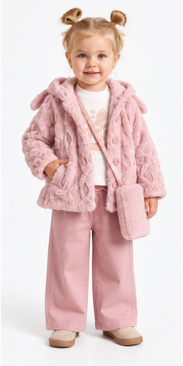 PELUŞ MONTLU 4 LÜ KIZ BEBE TAKIM 3967