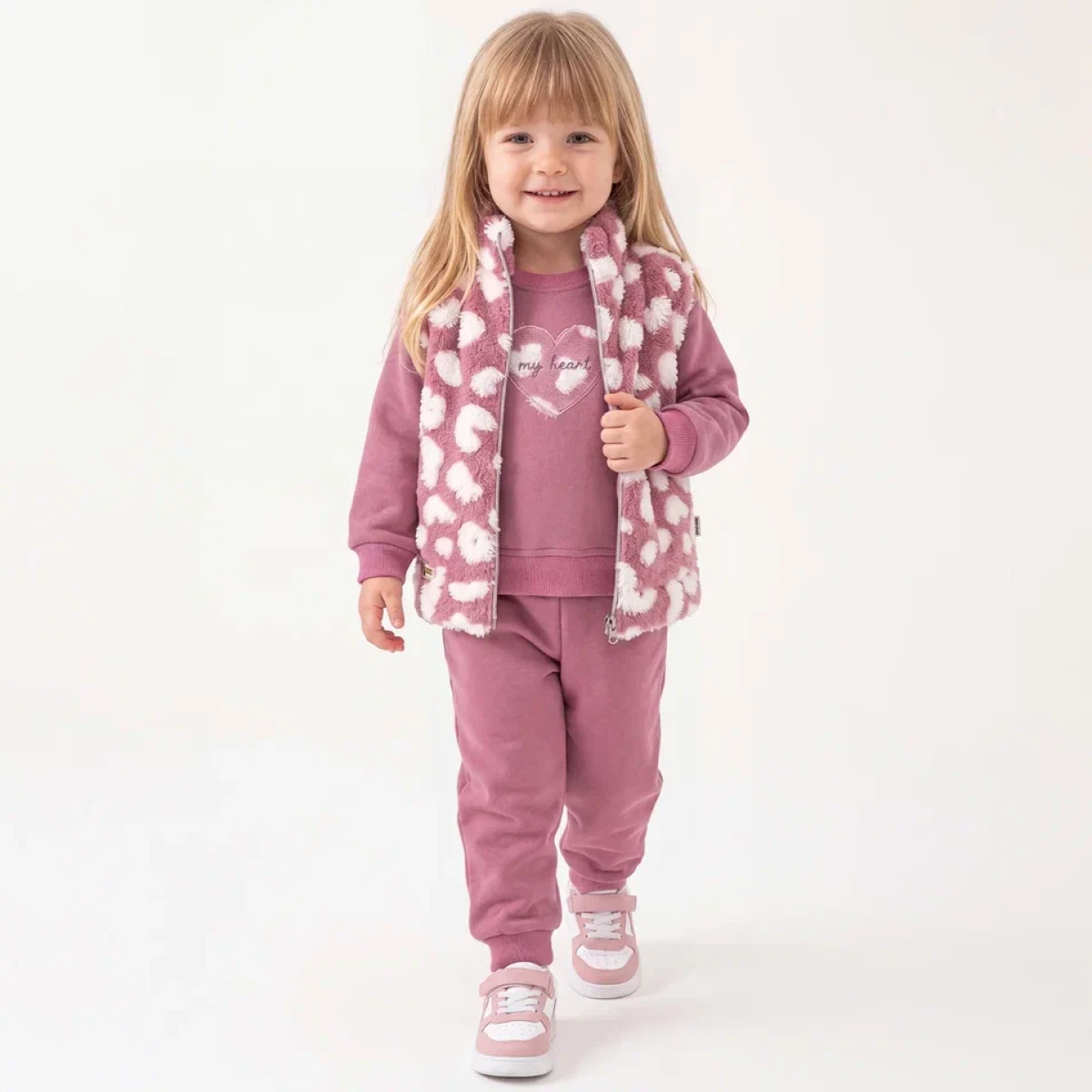 PELUŞ YELEKLİ 3 İP KIZ BEBE TAKIM 57491