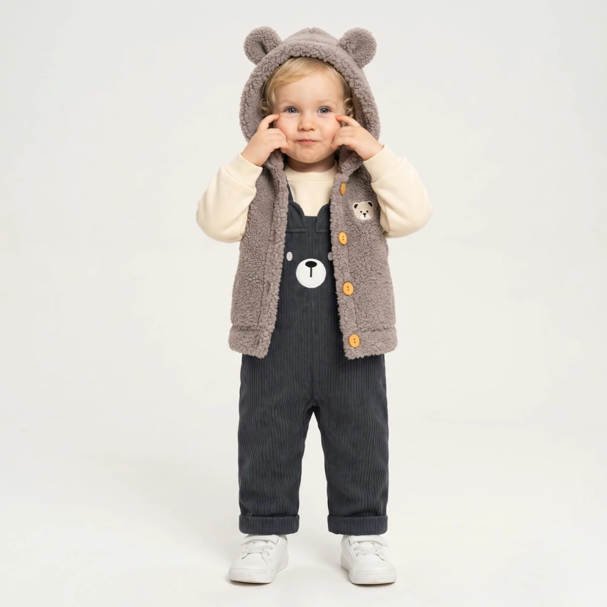 PELUŞ YELEKLİ FİTİLLİ KADİFE BEBE SLOPET 2727