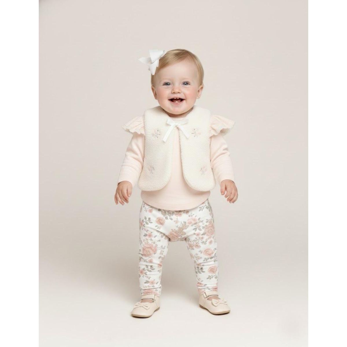 PELUŞ YELEKLİ KIZ BEBE 3 LÜ TAKIM 4060