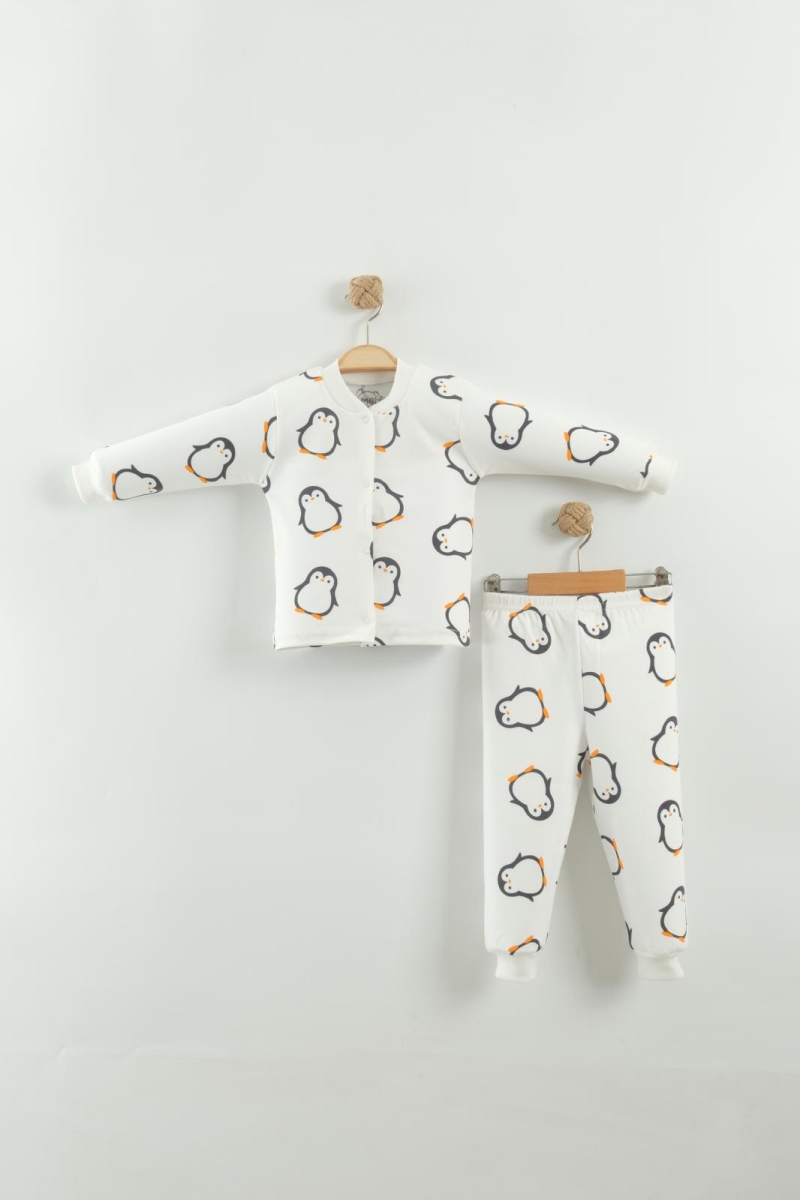 PENGUEN BASKILI BEBE PİJAMA TAKIM 547