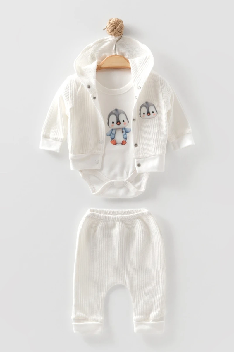 PENGUEN NAKIŞLI 3'LÜ ERKEK BEBE TAKIM 1240