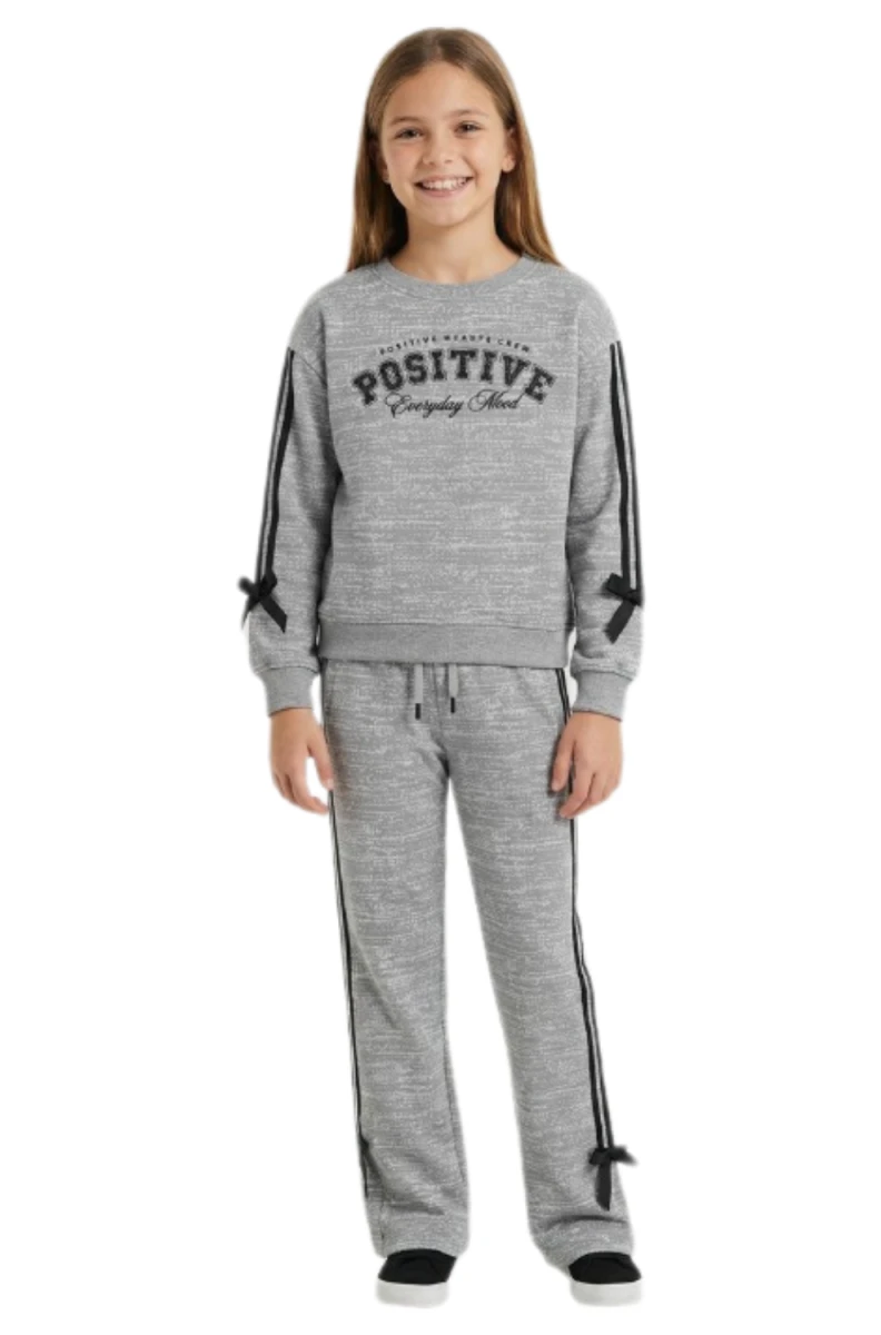POSITIVE BASKILI KIZ ÇOCUK EŞOFMAN TAKIM 8253