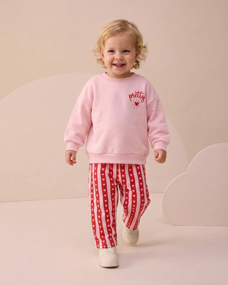 PRETTY ŞERİT ÇİZGİLİ KIZ BEBE TAKIM 26214