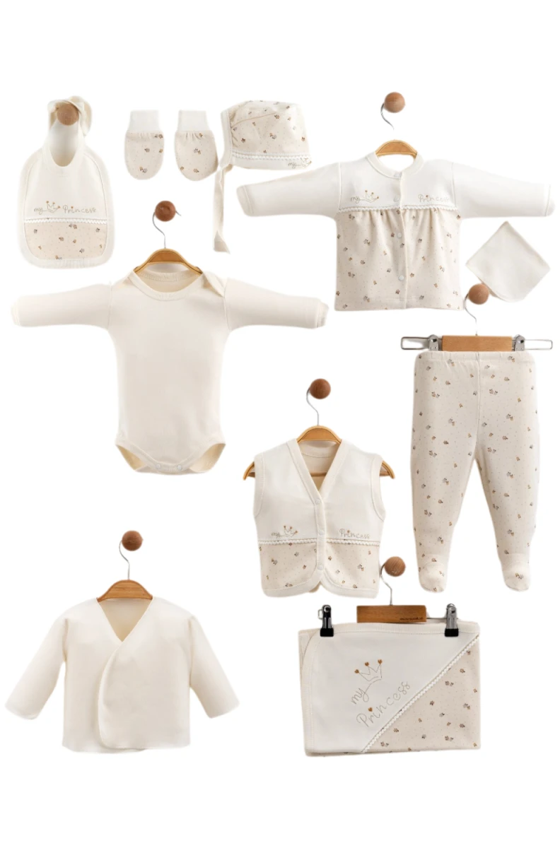 PRİNCESS NAKIŞLI KIZ BEBE 10 LU ZIBIN SET 6674
