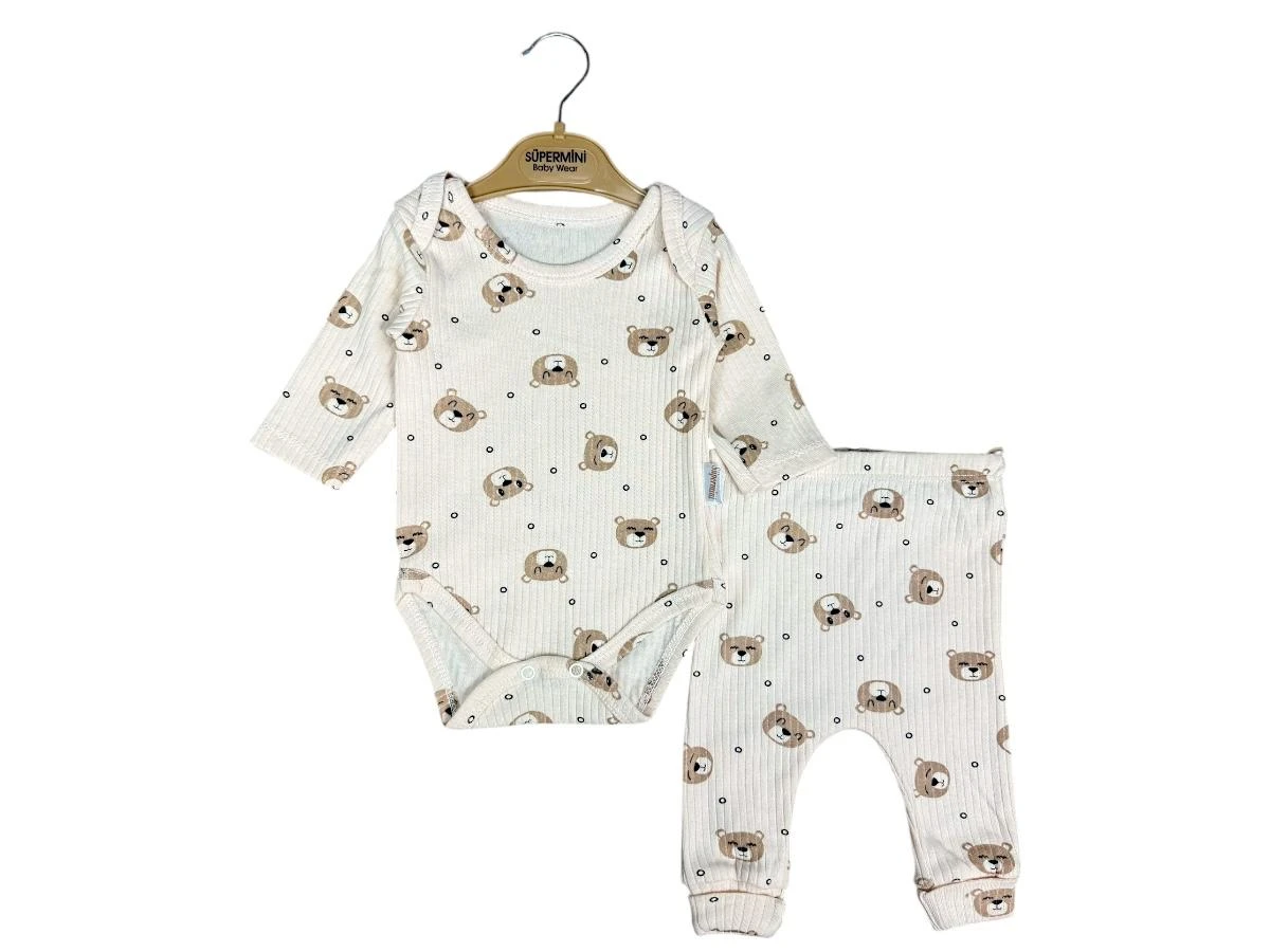 PUANLI AYI BASKILI BADİLİ 2 Lİ ERKEK BEBE TAKIM 50136