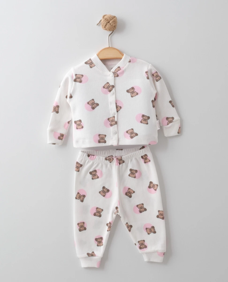 PUANLI AYICIK BASKILI BEBE PİJAMA TAKIM 2544