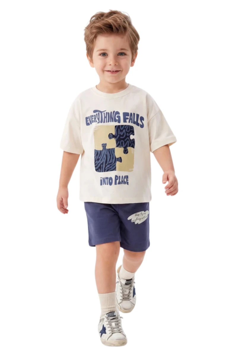 PUZZLE TEMALI ERKEK ÇOCUK OVERSİZE TAKIM 7022