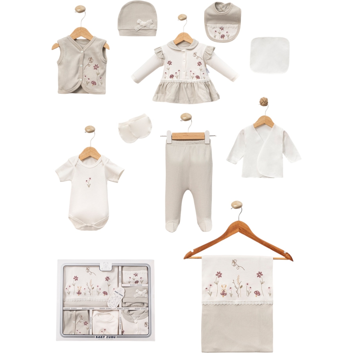 RAPORLU ARILI BEBE YAKALI 10 LU BEBE ZIBIN SET 135