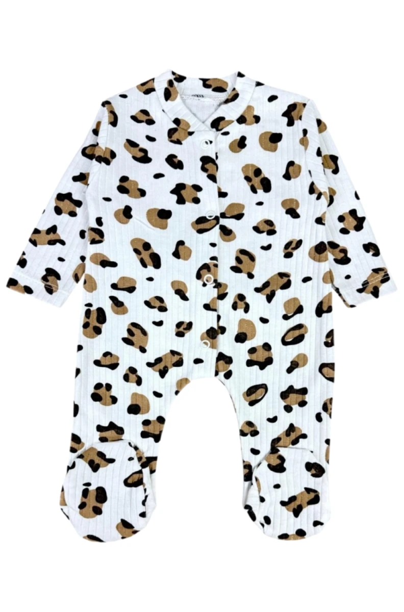 RAPORLU LEOPAR PATİKLİ PENYE BEBE TULUM 100546