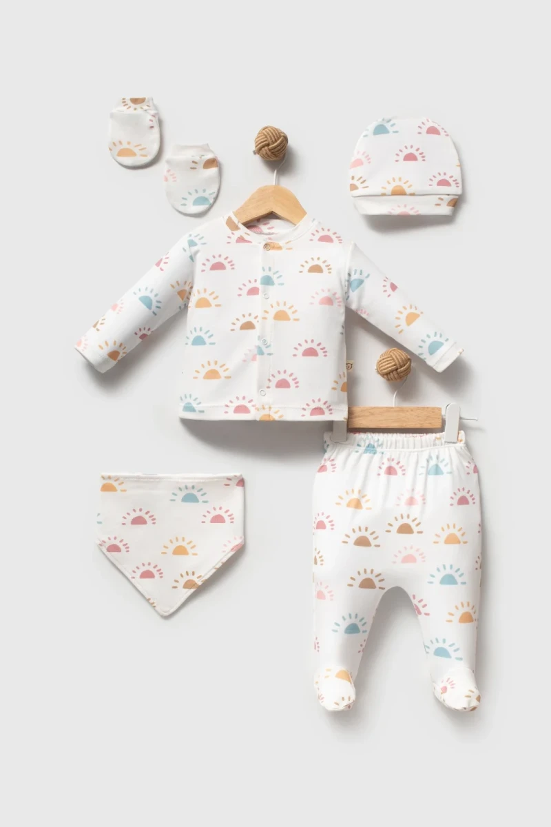 RENKLİ GÜNEŞ BASKILI 5 Lİ BEBE ZIBIN SET 87