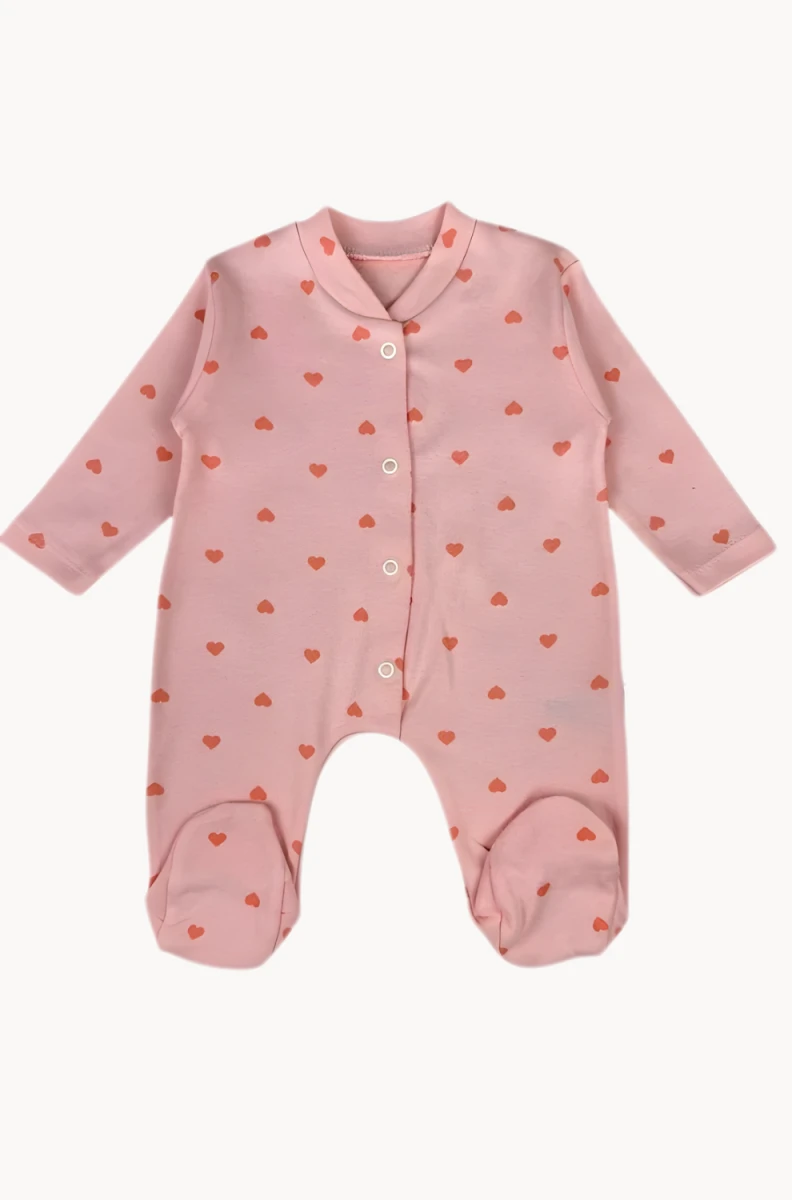 RENKLİ KALPLER BASKILI PATİKLİ BEBE TULUM 100000