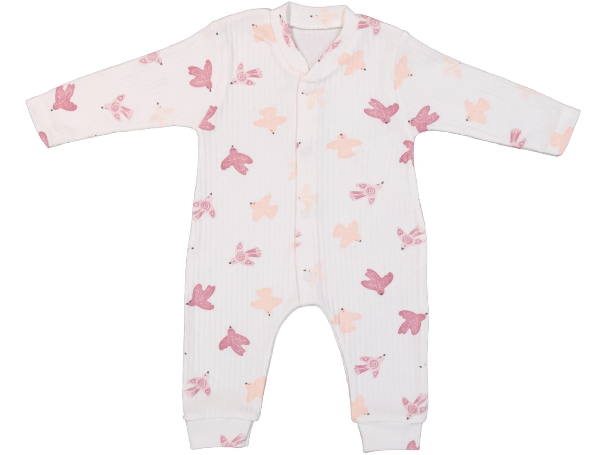 RENKLİ KUŞ BASKILI PENYE BEBE MANŞETLİ TULUM 100192