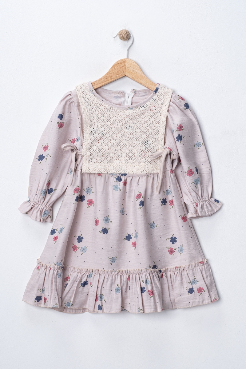 ROBASI DANTELLİ BAĞCIKLI KIZ ÇOCUK ELBİSE 4397