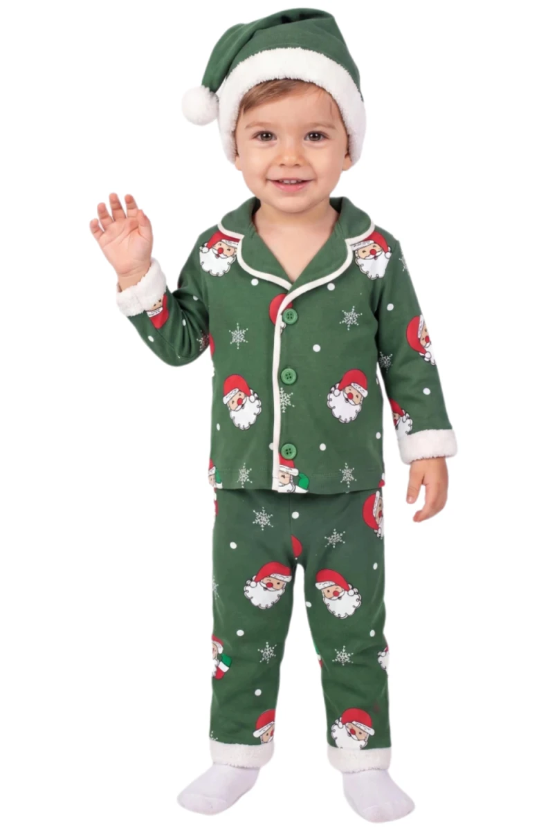 ŞAPKALI NOEL ERKEK BEBE PİJAMA TAKIM 8589