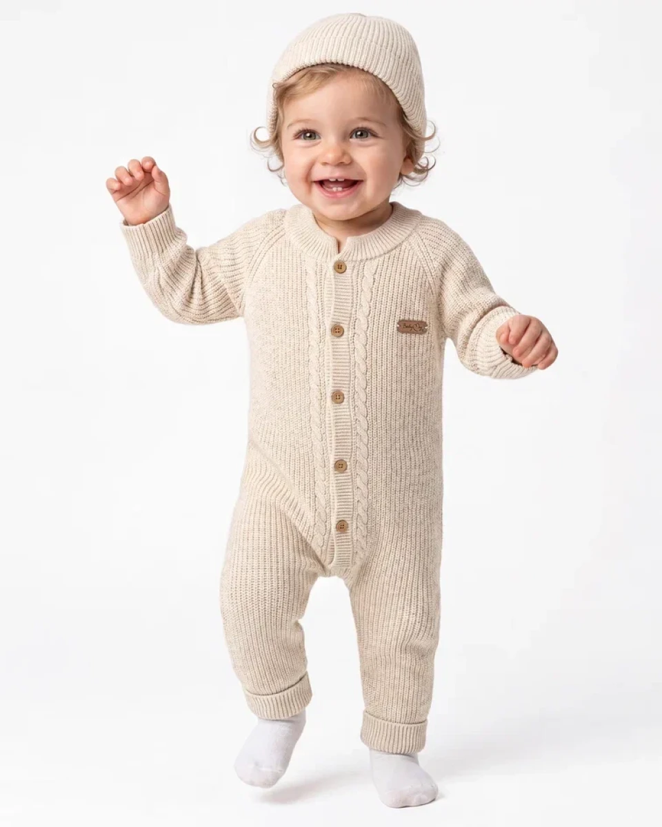 ŞAPKALI TRİKO BEBE TULUM  4183