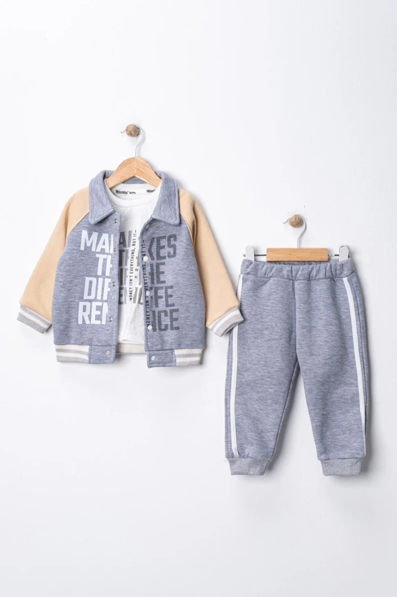 ŞERİTLİ CEKET 3 İP ERKEK BEBE TAKIM 26228