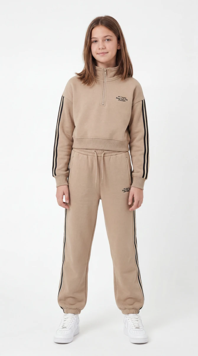 ŞERİTLİ CROP KIZ ÇOCUK EŞOFMAN TAKIM KC112361