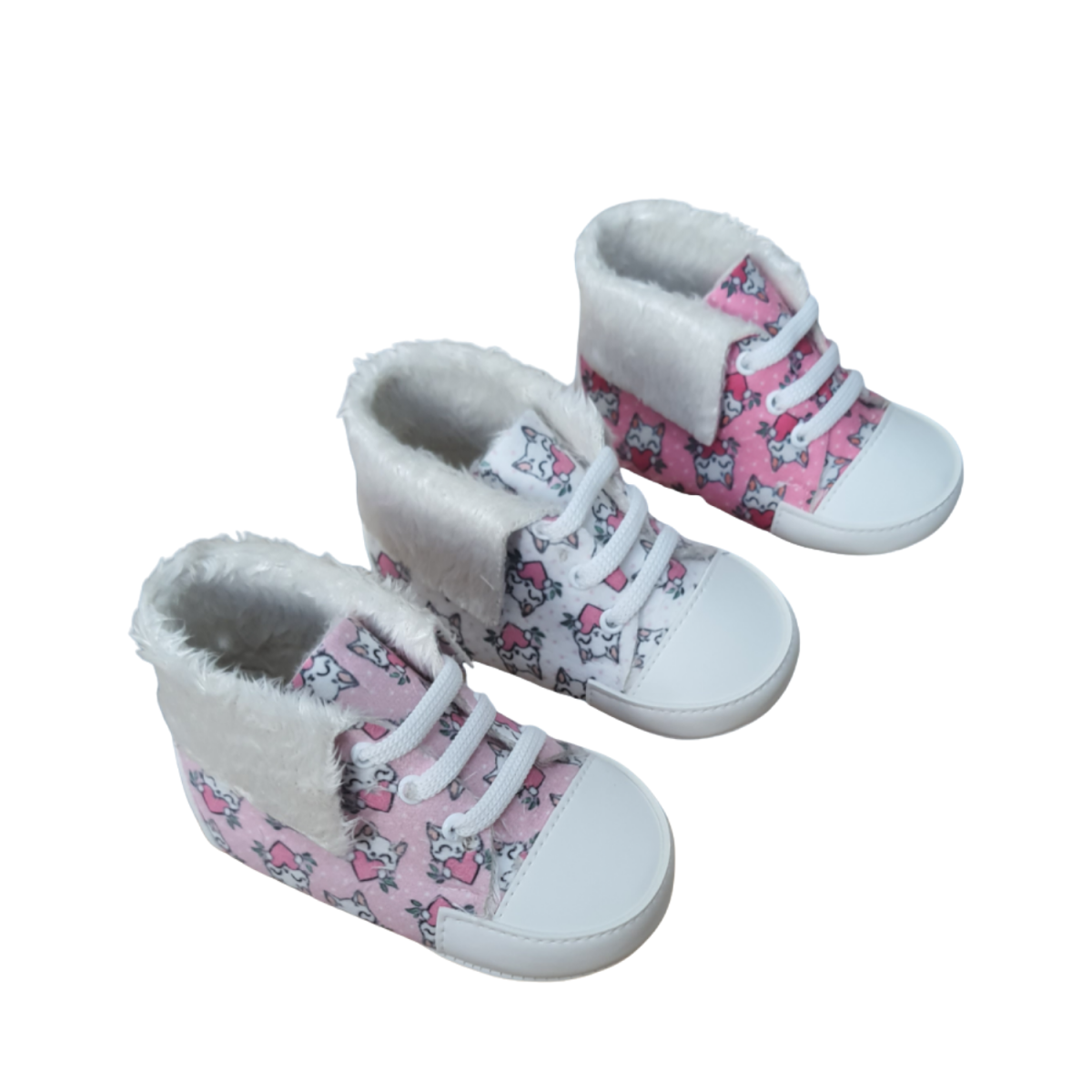 SEVİMLİ KEDİ BASKILI YAKALI BEBE PATİK 1010