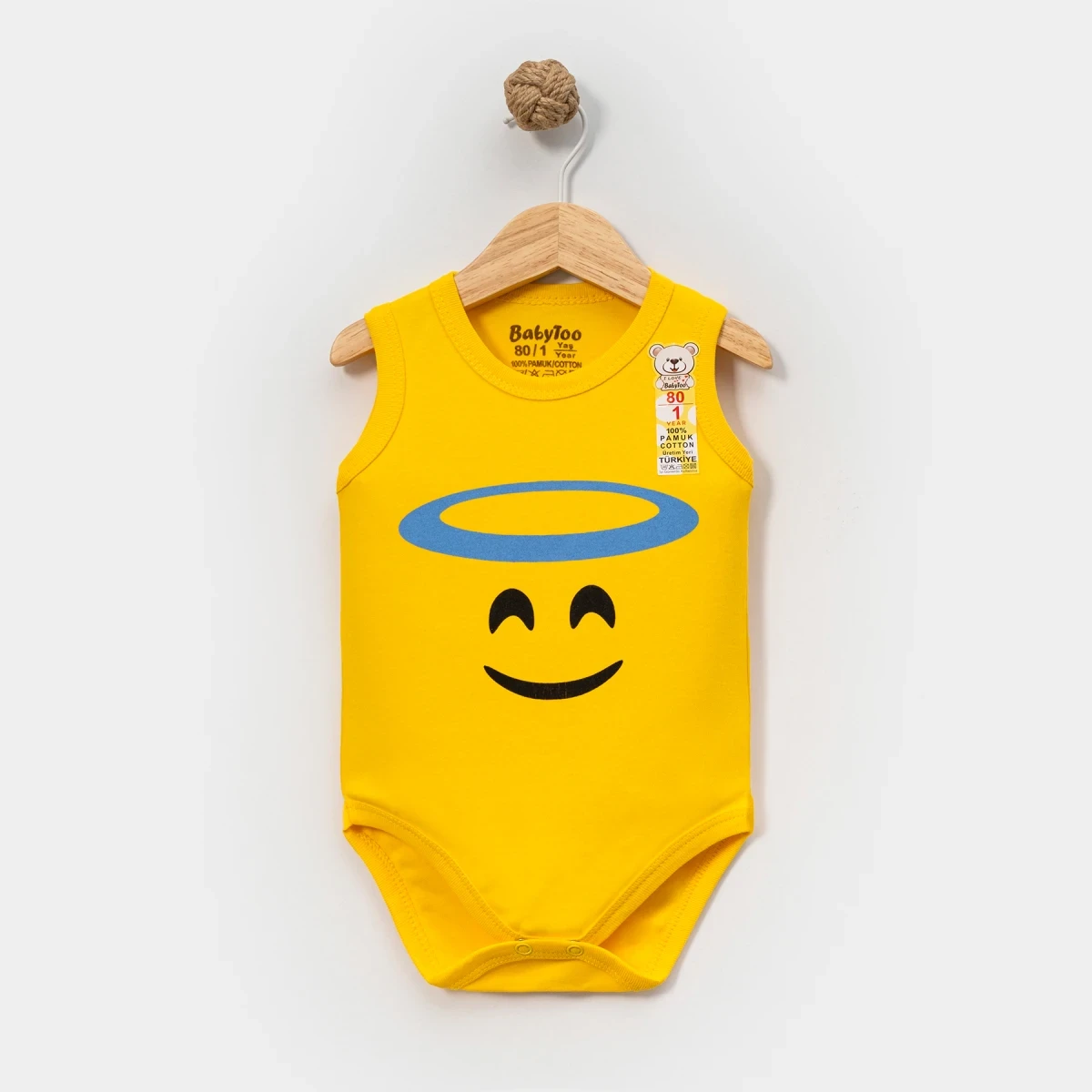 SEVİMLİ SURAT EMOJİ BASKILI ASKILI BEBE ÇITÇITLI BADİ 734508