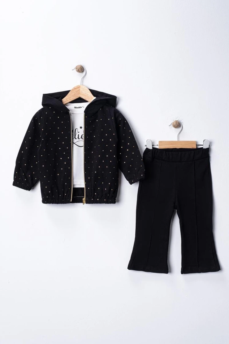 SİMLİ KAPÜŞONLU 3 LÜ KIZ BEBE TAKIM 26162