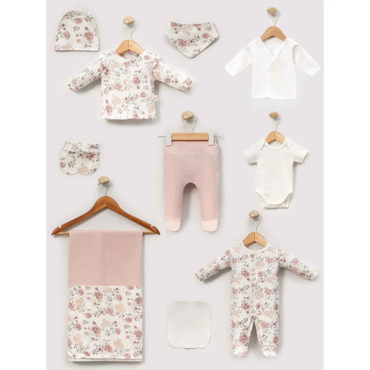 SİNCAP DESENLİ 10 LU KIZ BEBE ZIBIN SET 3041