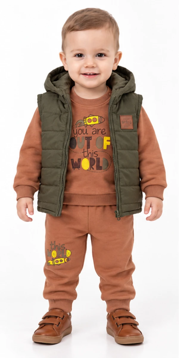 ŞİŞME YELEKLİ 3 İP ERKEK  BEBE TAKIM 26830