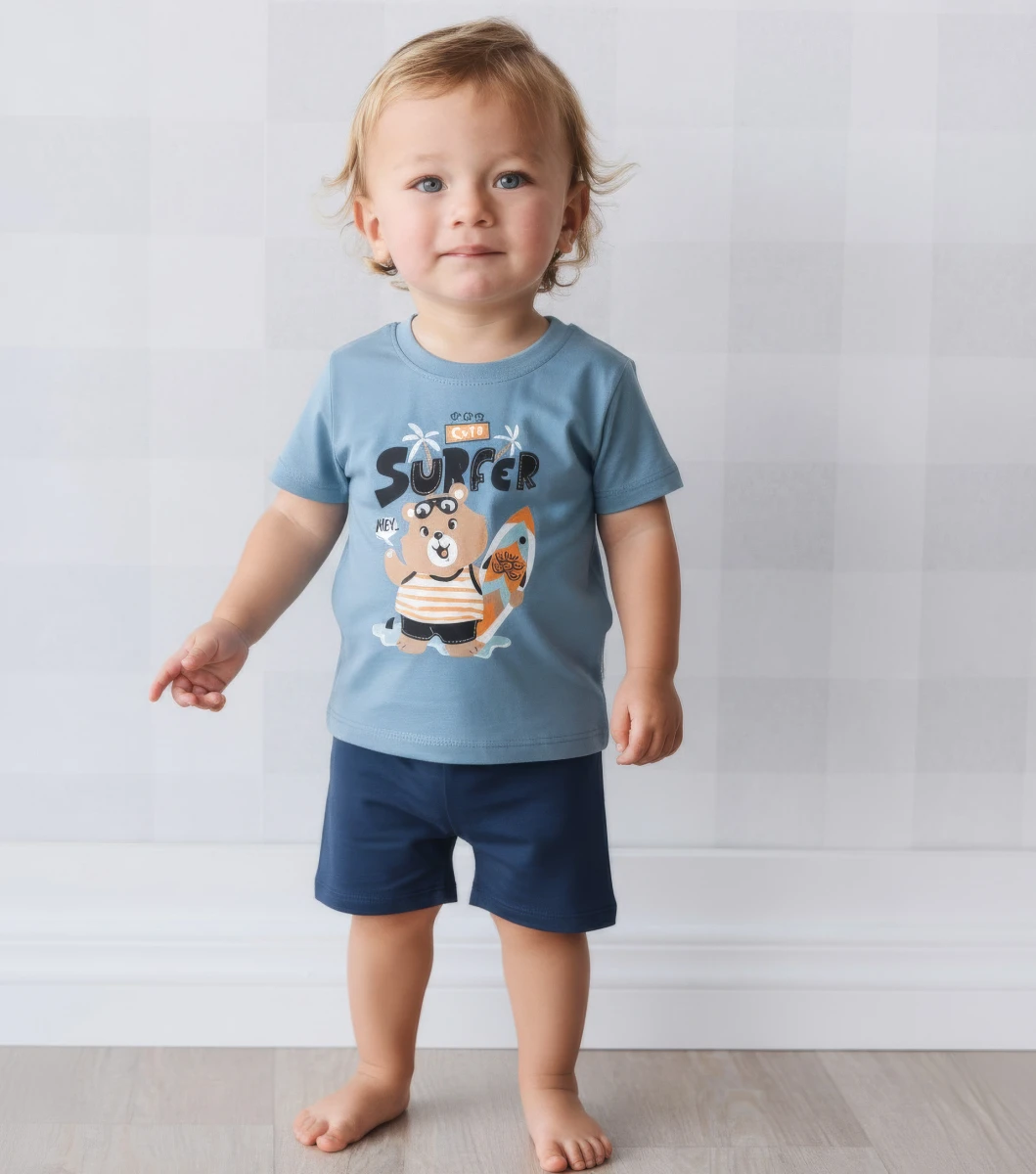 SÜPREM AYLIK SURFER BASKILI ERKEK BEBE TAKIM 5108