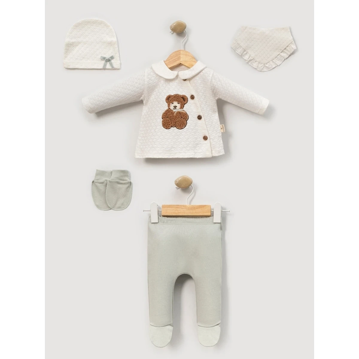 SÜZENE AYICIK NAKIŞLI KIZ BEBE 5 Lİ ZIBIN SET 2121