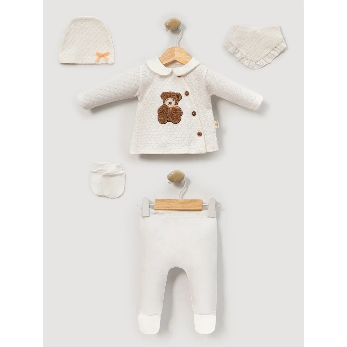 SÜZENE AYICIK NAKIŞLI KIZ BEBE 5 Lİ ZIBIN SET 2121