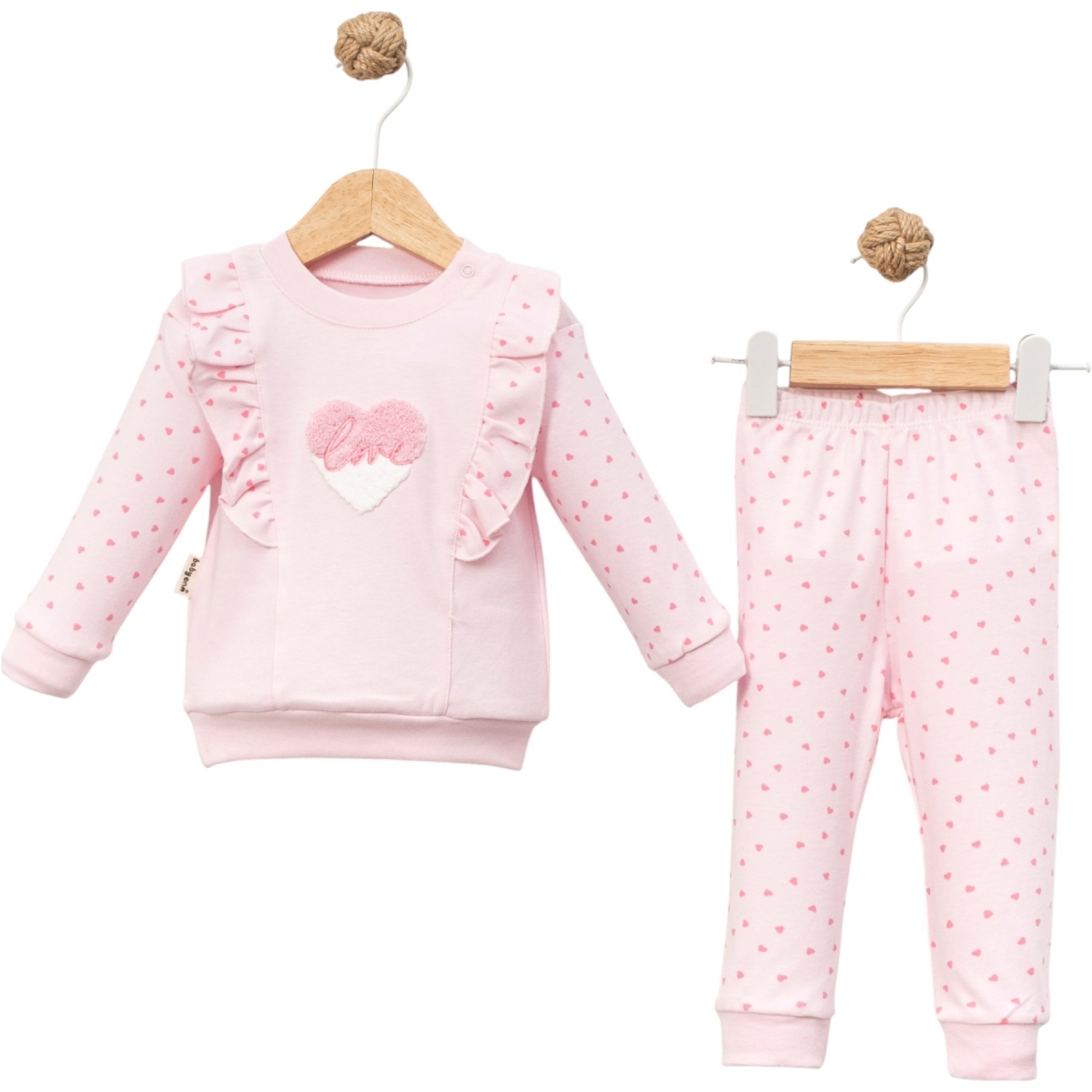SÜZENE KALP NAKIŞLI ASKIDA 2 Lİ BEBE TAKIM 2122