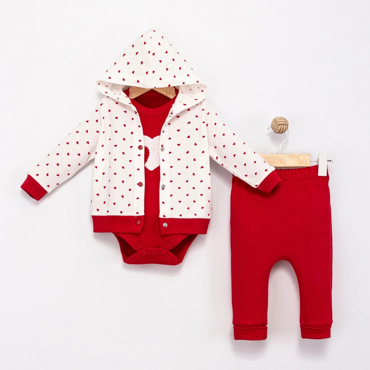SÜZENE KALPLİ PAMUKLU 3 LÜ BEBE TAKIM 6094
