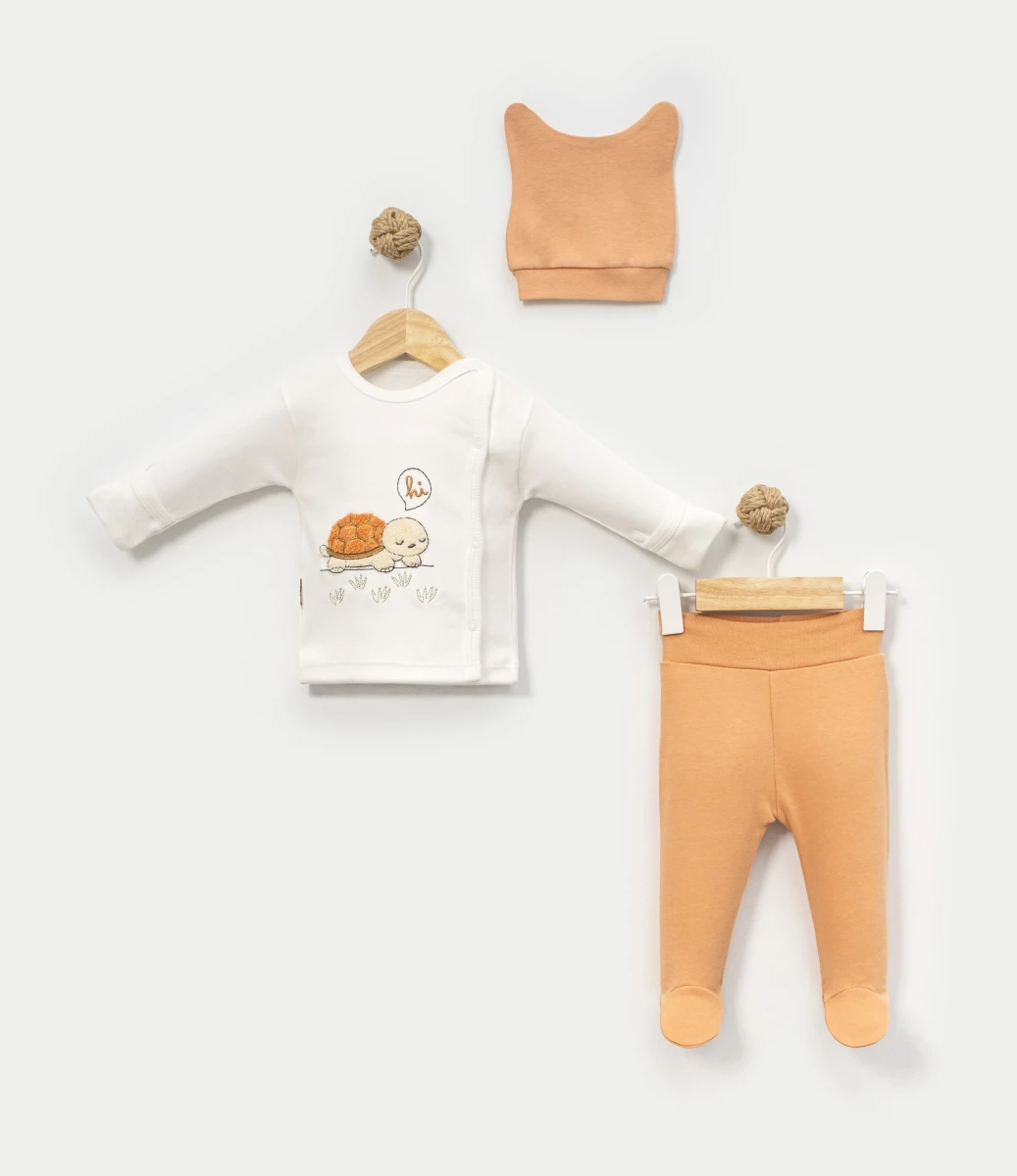 SÜZENE KAPLUMBAĞA NAKIŞLI 3 LÜ ERKEK BEBE TAKIM 9455